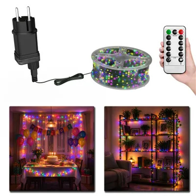 Image de Guirlande lumineuse LED ACXIN en fil de cuivre, 100 mètres, 1000 LED, multicolore. Éclairage décoratif en fil de cuivre, éclairage d'ambiance, télécommande, minuterie, fonction de mémoire, 8 modes d'éclairage