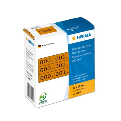 Immagine prodotto di HERMA etichette numerate triple adesive 10x22 mm marrone-nero