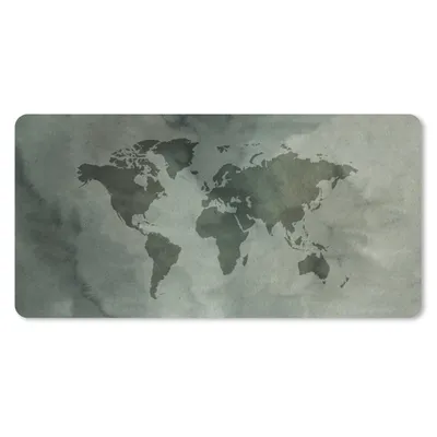 Produktbild von MuchoWow® Mauspad Mousepad Weltkarte - Grün - Grau 60x30 cm - Mousepads - Maus Mat - Pad - Mausunterlage - Nachhaltig