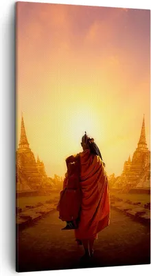 Produktbild von Bild auf Leinwand - Leinwandbild - Tempel Mönch - 45x80cm - Wand Bild - Wanddeko - Wandbilder - Leinwanddruck - Bilder - Kunstdruck - Wanddekoration - Leinwand bilder - Wandkunst - PA45x80-3472