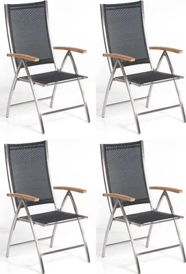 Produktbild von Sonnenpartner 4x Klappsessel Paragon Edelstahl/Textilen schwarz Klappstuhl