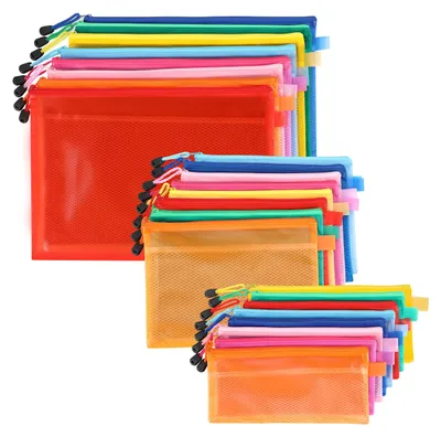 Produktbild von Belle Vous 24er Pack Kunststoff Zipper Beutel - A4, A5 & A6 Dokumententasche Reiseunterlagen Beutel mit Reißverschluss - Wasserdichte Beutel für