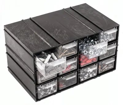 Obrázek produktu pro Skříň modulární s 12 zásuvkami police 23 x 13 cm plynule rozšiřitelný Kombinovaný modul průhledný