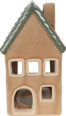 Obrázek produktu pro Stojánek na čajovou svíčku Clayre & Eef House 15 cm, hnědý porcelán