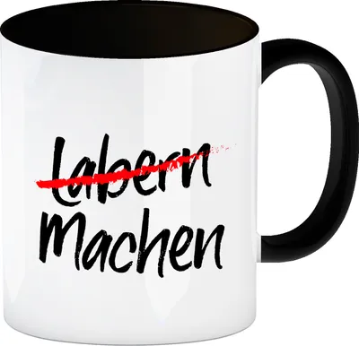 Produktbild von Lachen/Machen Kaffeebecher Henkel und Innenseite Schwarz