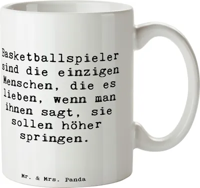 Produktbild von Mr. & Mrs. Panda Tasse Spruch Basketball Motivation - Weiß - Geschenk, Sportler Geschenke, Kaffeetasse, Teetasse, Pott, Sportart, Mannschaftssport, Becher, Dunking
