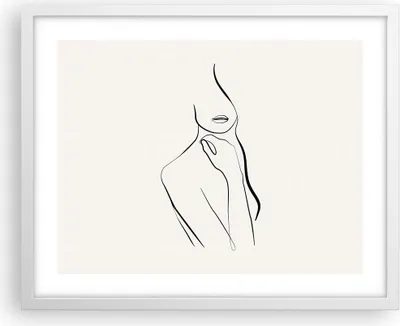 Produktbild von Gerahmtes Poster - Weißer Rahmen - Frau Skizze Zeichnung - 50x40 cm - Wand Bild - Wanddeko - Wandbilder - Kunstposter - Wandposter - Bilderrahmen - Bilder - Kunstdruck - P2WAA50x40-5045
