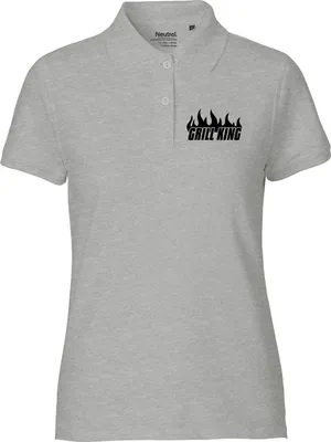 Produktbild von Huuraa Damen Polo Shirt Grill King Flammen S Sport Grey Bio Baumwolle Fairtrade Poloshirt Geschenkidee