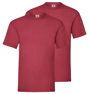 Produktbild von Doppelpack Fruit of the Loom Valueweight T-Shirt + GRATIS MyShirt Stoffbeutel Farbe: dunkelrot Größe: L