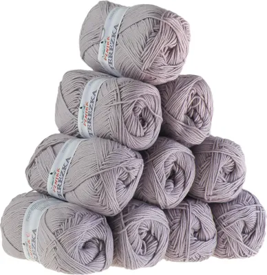 Produktbild von 10 x 50g Strickgarn Terezka 100% Baumwolle Baumwollgarn Häkelgarn, Farbe:grauviolett