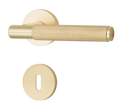 Produktbild von QRS - SORIA Türgriff für Zimmertüren, Türklinken Griff Set, mit Rosette BB, Golden Matt - Türbeschlag, Türdrückergarnitur für Innentür