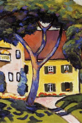 Zdjęcie produktu dla August Macke art print picture - Staudacherhaus Am Tegernsee, 1910 (120 x 80 cm)