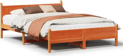 Produktbild von vidaXL Massivholzbett ohne Matratze Wachsbraun 135x190 cm Kiefernholz