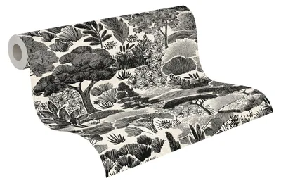 Produktbild von A.S. Création Floral-Vliestapete – Grau, Schwarz, Weiß – 10,05 x 0,53 m