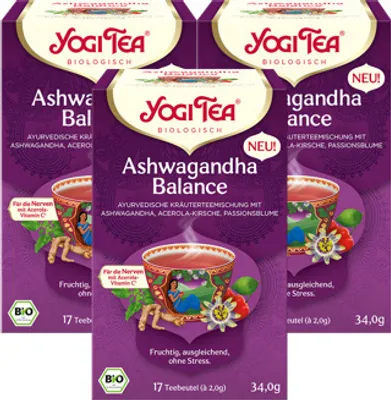Produktbild von 3 x YOGI TEA Ashwagandha Balance 34g Kräutertee - fruchtig. ausgleichend