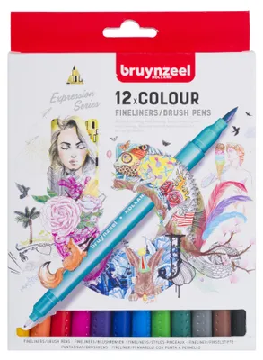 Image de Bruynzeel Fineliner Brushpennen, 12st.