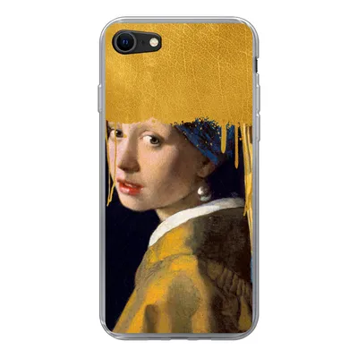 Produktbild von MuchoWow® Handyhülle Schutzhülle Hülle für iPhone SE 2020 Mädchen mit einem Perlenohrring - Gold - Vermeer Silikon Softcase Handy Hülle - Kartenbesitzer