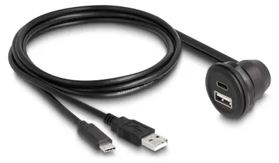 Obrázok produktu pre DeLOCK 88103, 1 x USB Type-A / 1 x USB Type-C, 1 x USB Type-A / 1 x USB Type-C, 1 m, Čierna