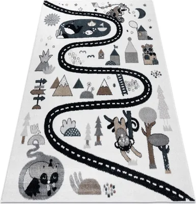 Produktbild von Teppich FUN Route für Kinder, Straße, Tiere creme Weiß 280x370 cm