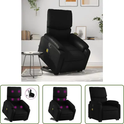Produktbild von The Living Store Massagesessel mit Aufstehhilfe Schwarz Kunstleder