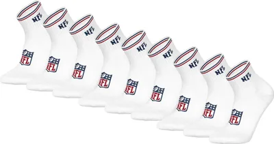 Produktbild von NFL Uni Quarter-Socken, 9er Pack - NFL Shield 9Pack Quarter Socks, Logo, Streifen, Baumwollmischung Weiß 39-42