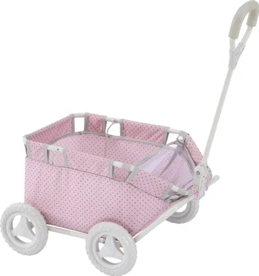 Obrázek produktu pro Olivia's Little World Puntíkovaný Dětský vozík na tahání panenky s kočárkem OL-00007
