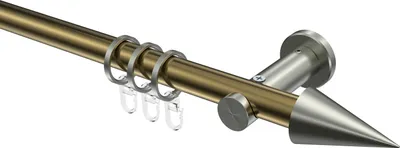 Produktbild von Interdeco Gardinenstange / Vorhangstange Messing Antik / Edelstahl-Optik, Typ Platon Savio (Kegel), 20 mm Ø 1-läufig, 100 cm