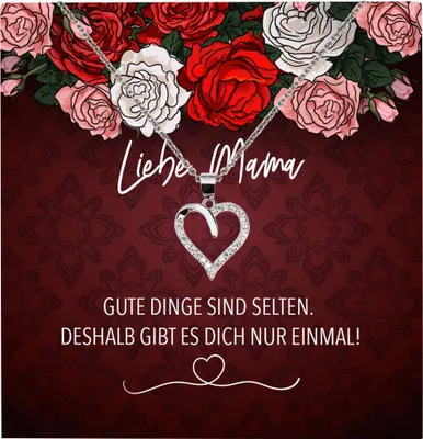 Produktbild von 22Feels Echt Silber Halskette - Liebe Mama Geschenk Geburtstag Muttertag Mutter Schmuck Set für Frauen - Herz Anhänger, Karte