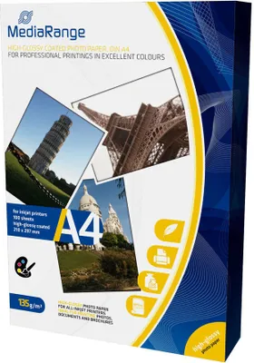 Produktbild von 200 X MediaRange Fotopapier A4 »MRINK107« 135 g/m² 200 Blatt