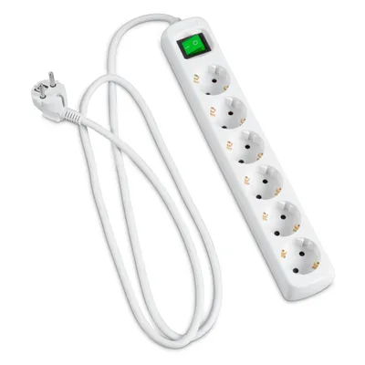 Obrázek produktu pro Hama 00121915, 6 AC zásuvky / AC zásuvek, 230 V, 16 A, 3500 W, Bílá, Plast