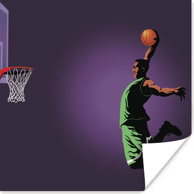 Produktbild von MuchoWow® Poster Eine Illustration eines Basketballspielers, der spektakulär dunkt 75x75 cm - Wand Dekoration