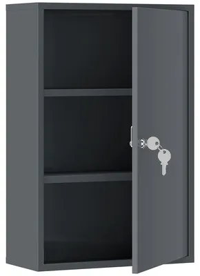 Zdjęcie produktu dla Szafka medyczna do montażu na ścianie, zamykana na klucz, z 3 półkami | Kolor: Szary | Wymiary: 40x18x60 cm