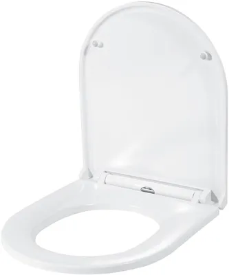 Produktbild von D-Form Toilettensitz Softclose – WC Sitz mit Absenkautomatik & Schnellverschluss – UF Duroplast Weiß – Antibakteriell & Edelstahl Scharniere