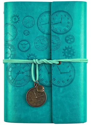 Productafbeelding van Navulbaar notitieboek, vintage design, Polyurethanleer, A6 formaat (18x13 cm), blauw, met geruit papier