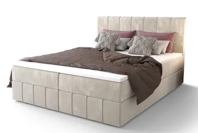 Obrázok produktu pre Boxspringová posteľ s úložným priestorom MADLEN - 200x200, béžová