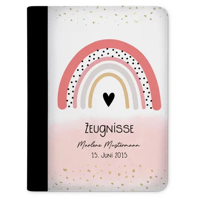 Produktbild von Zeugnismappe, Dokumentenmappe, Ordner A4, Regenbogen Rosa