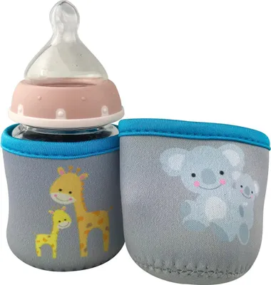 Produktbild von 2x Baby Flaschenschutz (klein) - Babyflaschen Schutzhülle - Protection - Motiv: Giraffe & Koala - Baby Flaschenhülle - HECKBO
