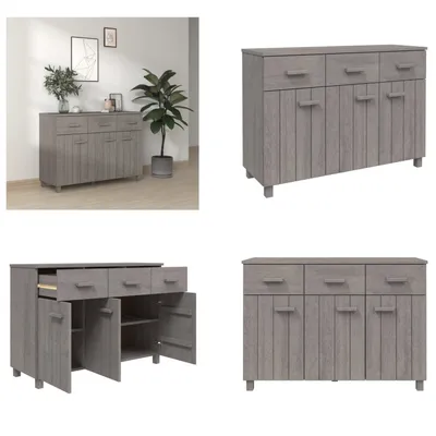 Produktbild von vidaXL Sideboard HAMAR Hellgrau 113x40x80 cm Massivholz Kiefer - Sideboard - Sideboards - Holz Sideboard - Massivholz Sideboard