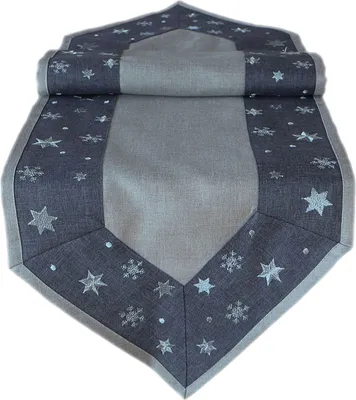 Produktbild von Tischwäsche mit Stickerei Sterne Weihnachten Tischläufer 40 x 140 cm - grau