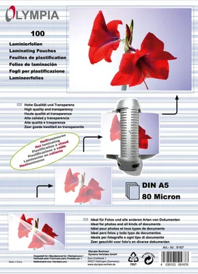 Produktbild von 100x 1-PACK Laminierfolien A5, 154 x 216mm, 2x  75/80 mic, Hochglanz