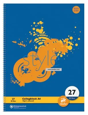 Image de Staufen® style 040480015 Collegeblock LIN27 - A4, 80 Blatt, 70 g/qm, 9 mm liniert mit Randlinien