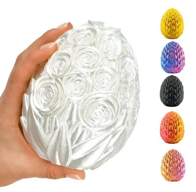 Zdjęcie produktu dla 3D Jajko Dekoracyjne – 12 cm Białe | Figurka Kolekcjonerska Fantasy do Dekoracji – F_WP