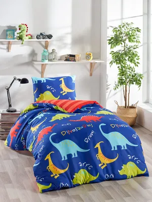 Produktbild von L'Essentiel Linge de Maison, Dinazorus, Einzelbettbezug-Set, 65 % BAUMWOLLE / 35 % POLYESTER, Dunkelblau, 140 x 200 cm