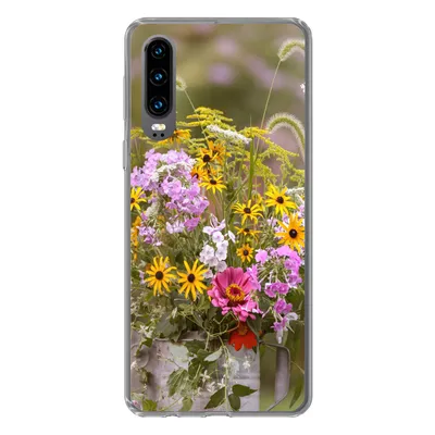 Produktbild von MuchoWow® Handyhülle Schutzhülle Hülle für Huawei P30 Blumen - Gießkanne - Farbe Silikon Softcase Handy Hülle - Kartenbesitzer