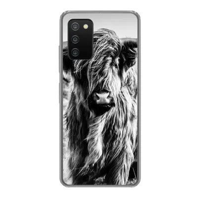 Produktbild von MuchoWow® Handyhülle Schutzhülle Hülle für Samsung Galaxy A03s Schottischer Highlander - Natur - Kuh - Schwarz - Weiß Silikon Softcase Handy Hülle - Schutz