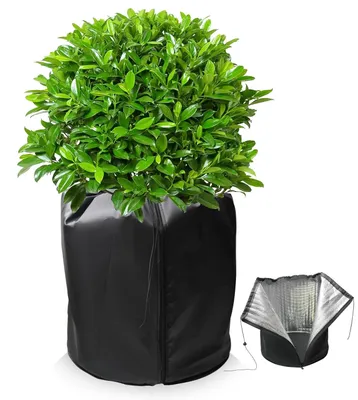 Image de Housse thermique pour plantes en pot, housse de protection pour plantes en pot, protection hivernale pour plantes en bac avec cordon de serrage (45 x 55 cm)