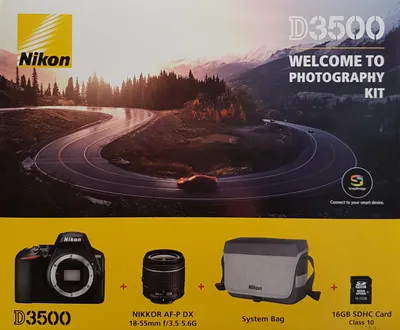 Produktbild von NIKON D3500 Spiegelreflexkamera 24.2 Megapixel, 18-55 mm Objektiv, Tasche, Speicherkarte, Schwarz