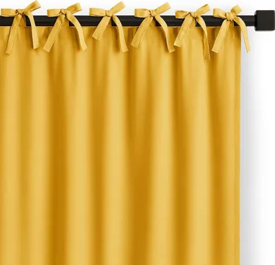 Produktbild von Gardine Bindeband Aufhängung Vorhang Verdunkelnd Einfarbig 140x250 cm Carli Senf Gelb