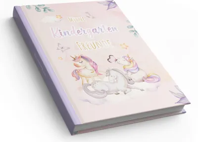 Produktbild von itenga Kindergarten Freundebuch Motiv Einhorn Wasserfarben DIN A5, 88 Seiten