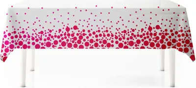 Produktbild von Tischdecke 130x220cm Kunststoff abwaschbar mit Punkten Weiß Pink